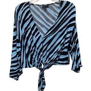 Topshop Zebra Print V-Neck Cropped Blouse